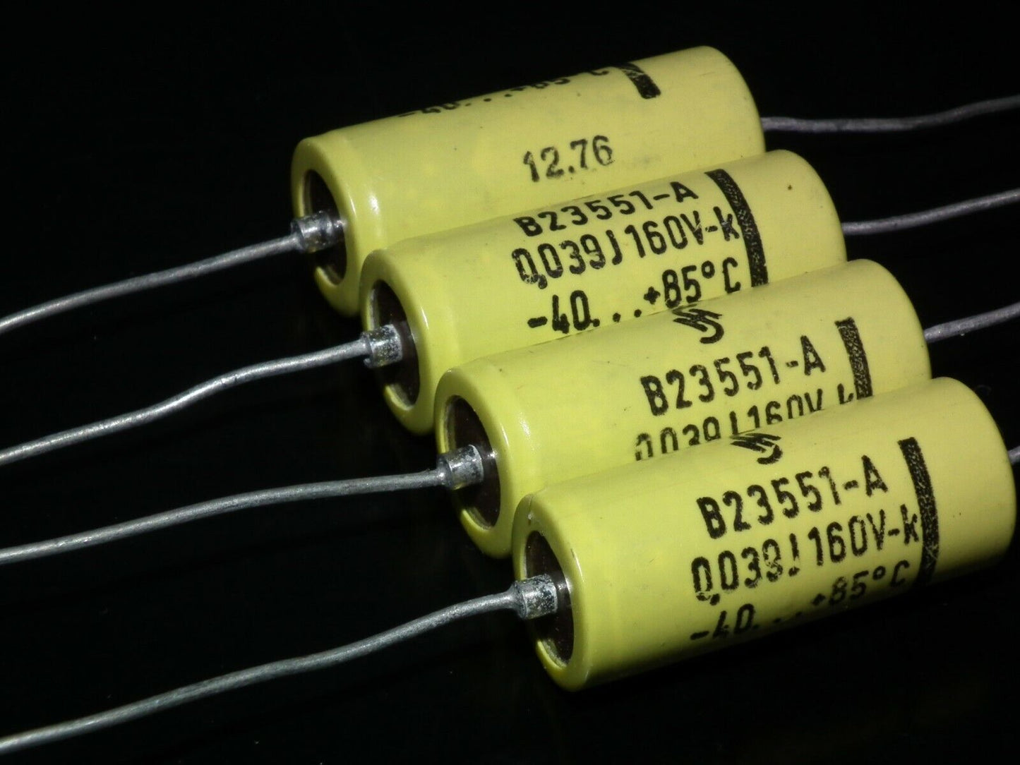 Four 4 NOS vintage Siemens MKL Capacitors 39nF 160V Klangfilm West Germany 70s