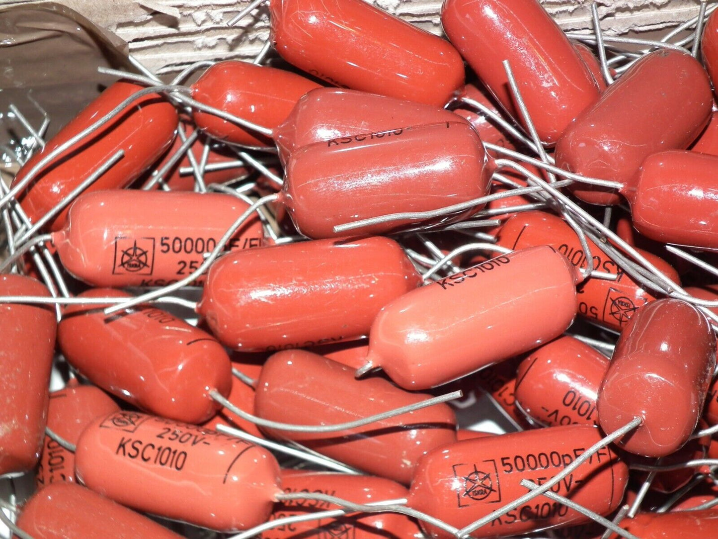 Two polystiren capacitors 50000pF 0.05uF 250V ISKRA SIEMENS 1974 HI End Tube Amp