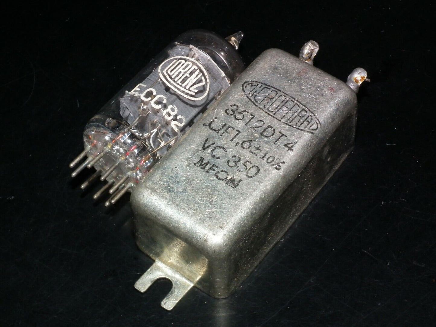 Two vintage PIO capacitors 1.6uF 350V MICROFARAD perfect for tube audio glass