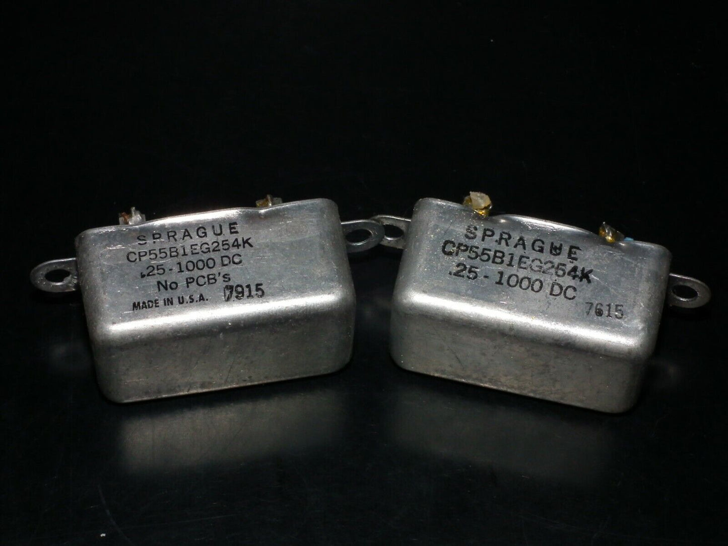 Two (2 pcs) RARE PIO Capacitors 0.25mfd 1000V 0.25u Sprague USA