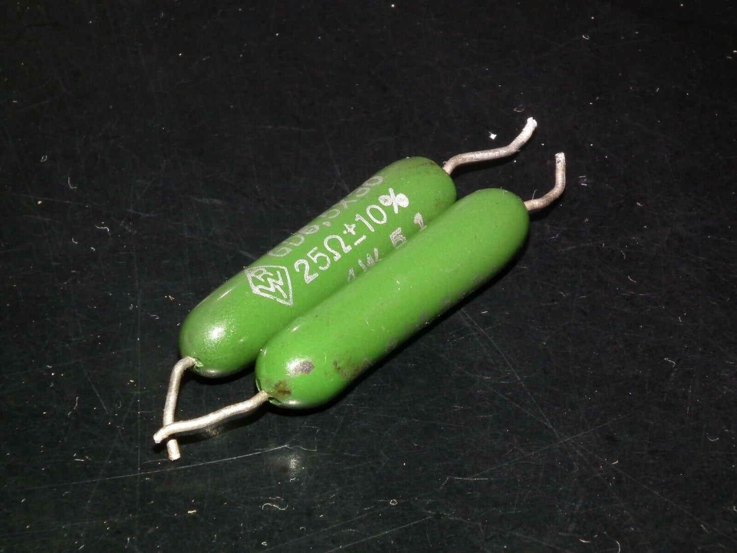 Two (2 pcs) vintage RWI resistors 25 Ohm 4W West Germany Klangfilm tube audio