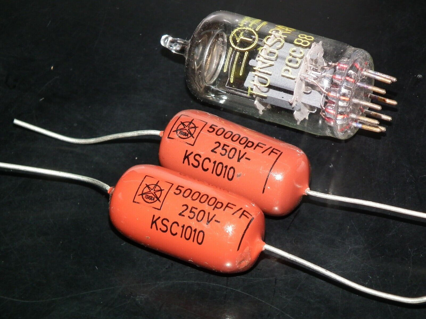 Two polystiren capacitors 50000pF 0.05uF 250V ISKRA SIEMENS 1974 HI End Tube Amp