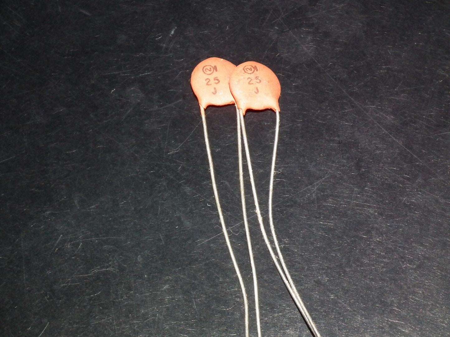 Two NOS Sprague Disc Ceramic Capacitors 25pF 750V - 0.000025uF 750V