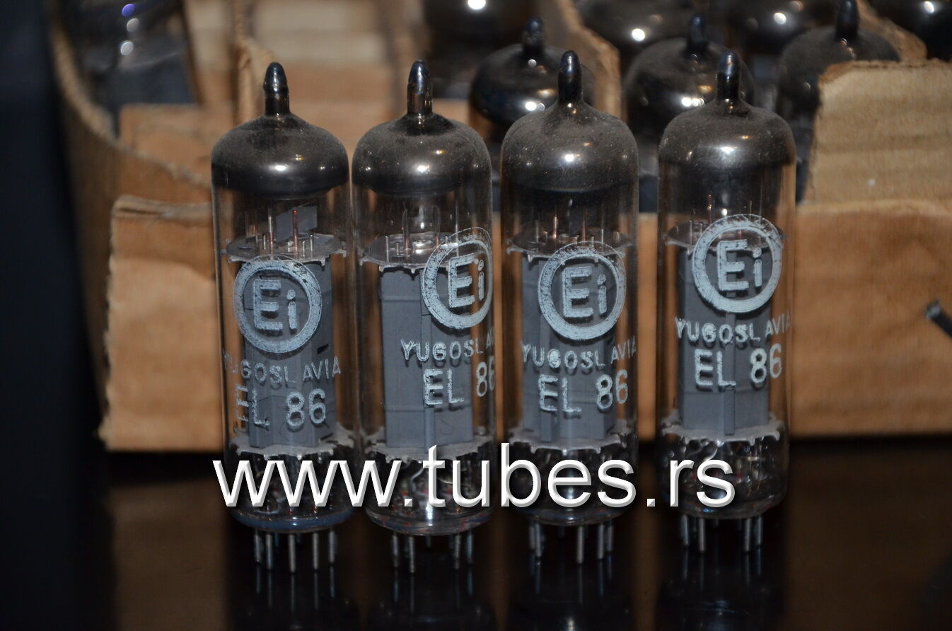 Platinum matched quad EL86 6CW5 EI Yugo (Philips) NOS tube audio output pentode