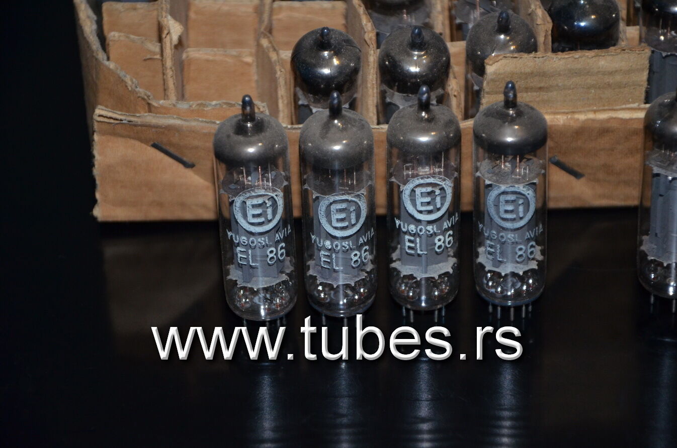 Platinum matched quad EL86 6CW5 EI Yugo (Philips) NOS tube audio output pentode