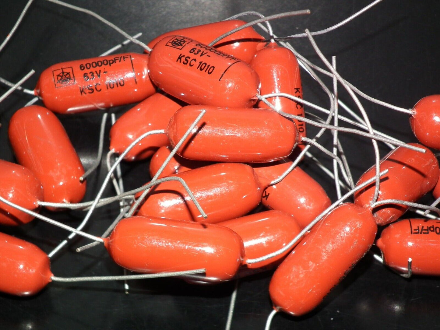 Two polystyrene capacitors 60000pF 0.060uF 63V ISKRA SIEMENS HI End Tube