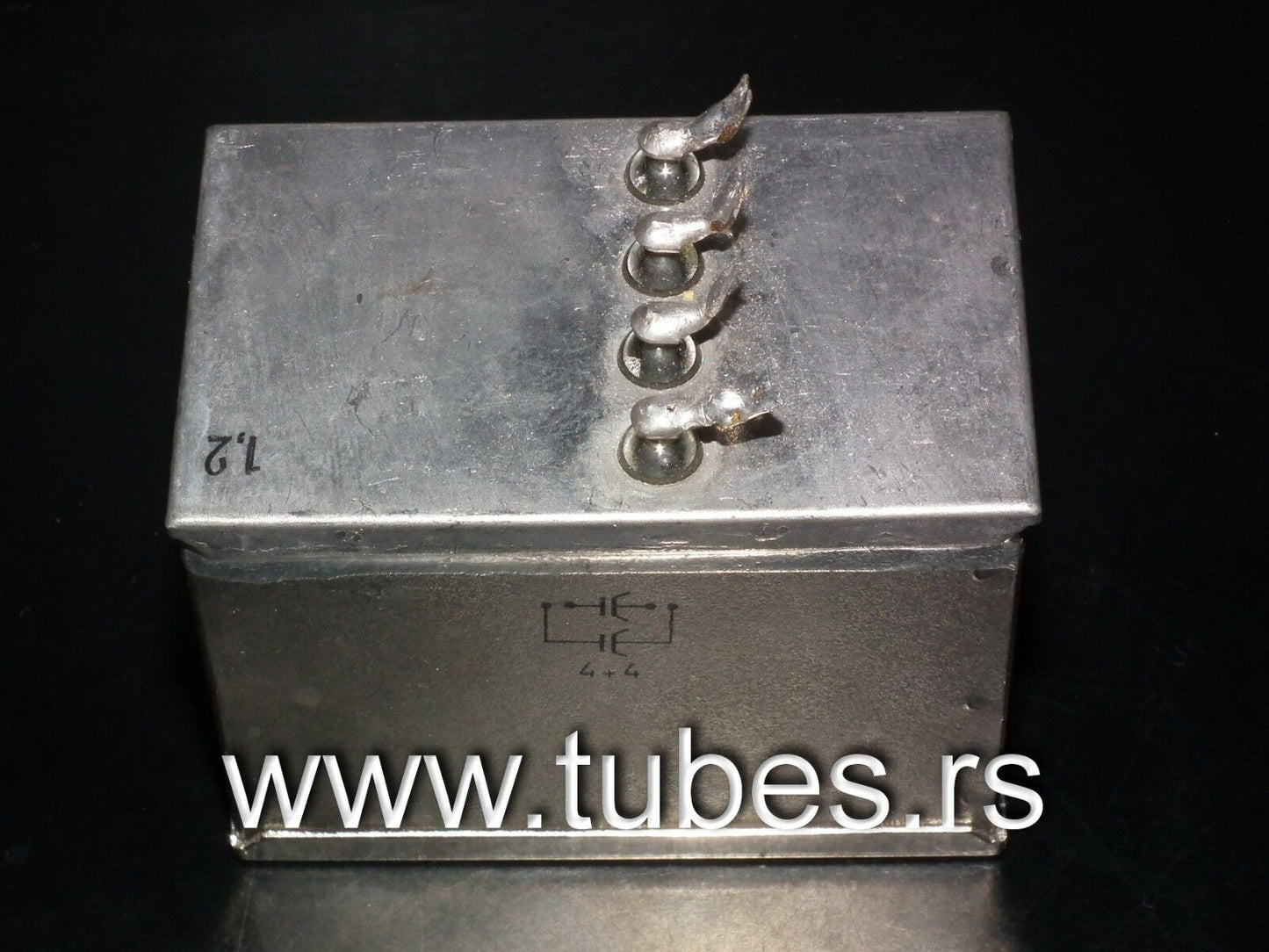 One vintage Siemens PIO capacitors 4 + 4 uF / 160V Klangfilm West Germany 1968