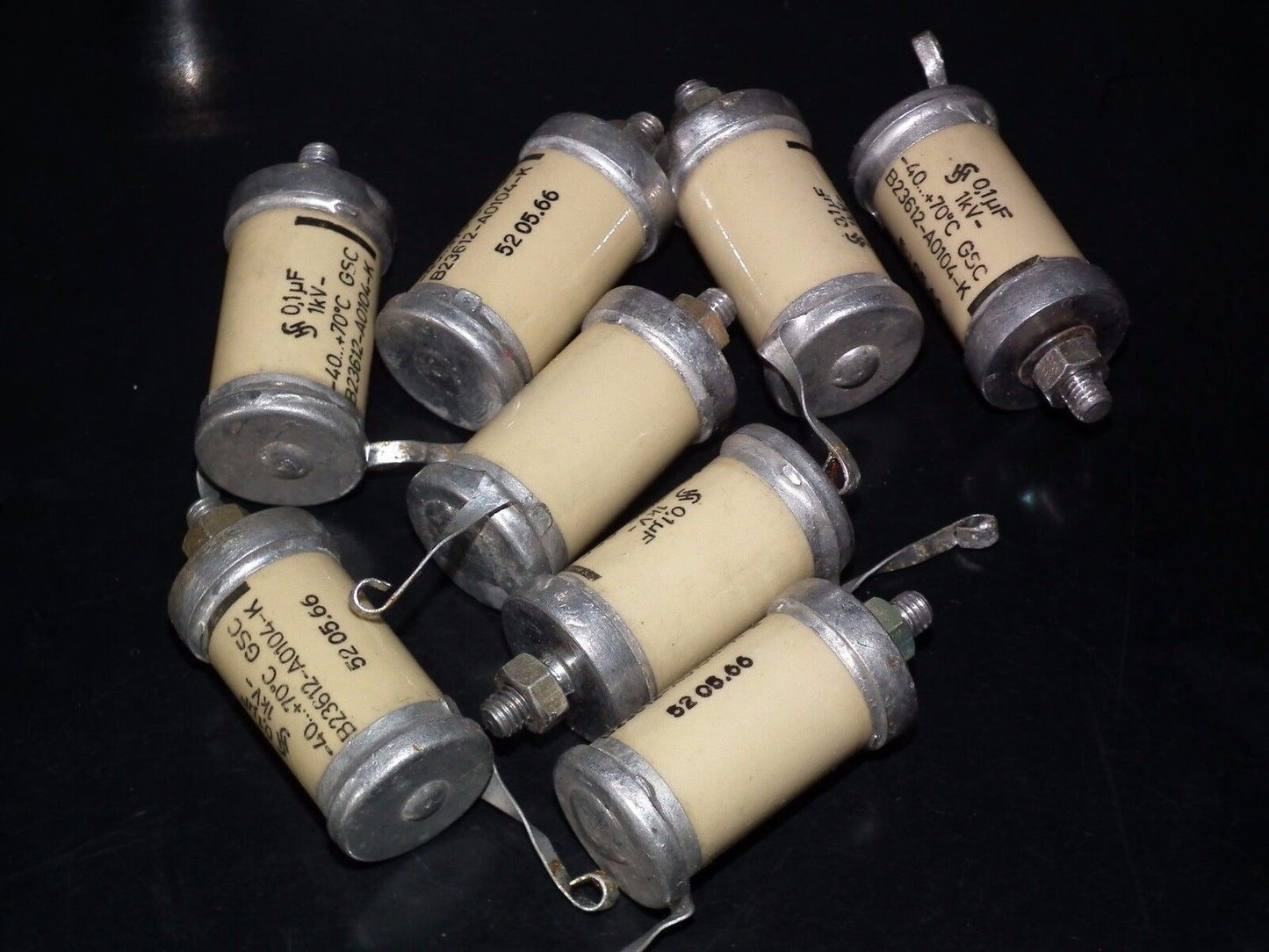 Two vintage Sikatrop Capacitors 0.1mfd 1000V Siemens Klangfilm Hi End 100nF 1000
