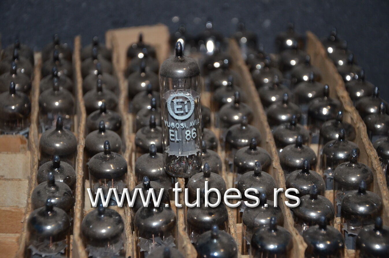 Platinum matched quad EL86 6CW5 EI Yugo (Philips) NOS tube audio output pentode