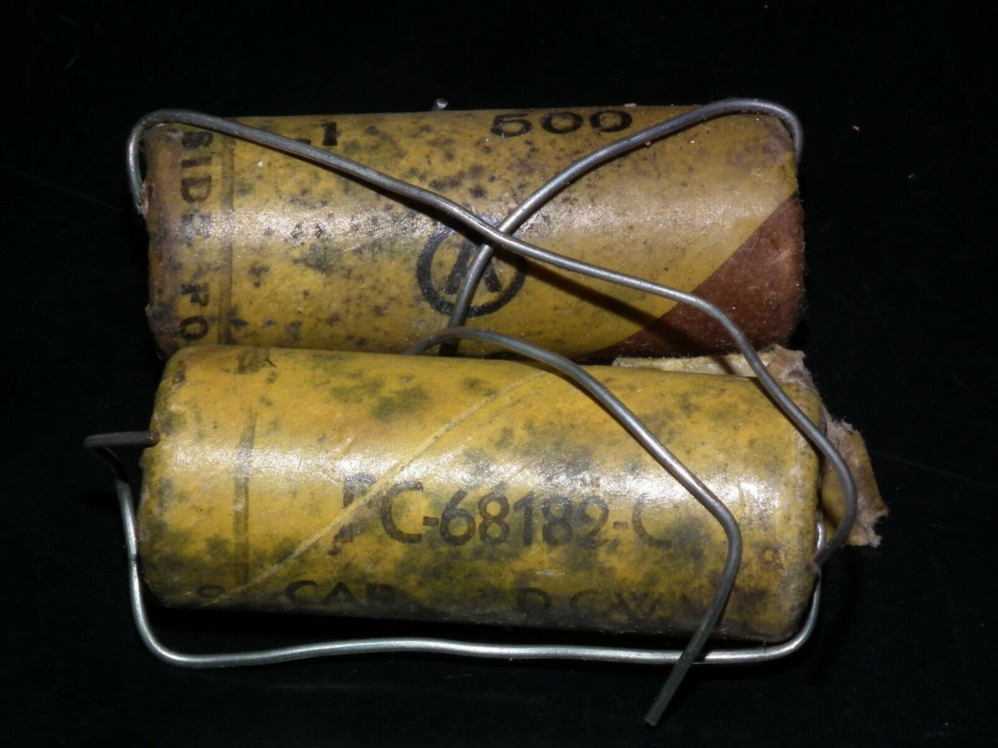 Two vintage Aerovox capacitors 0.1uF 500V NOS Guitar Amp MICAMOLD WAX PAPER