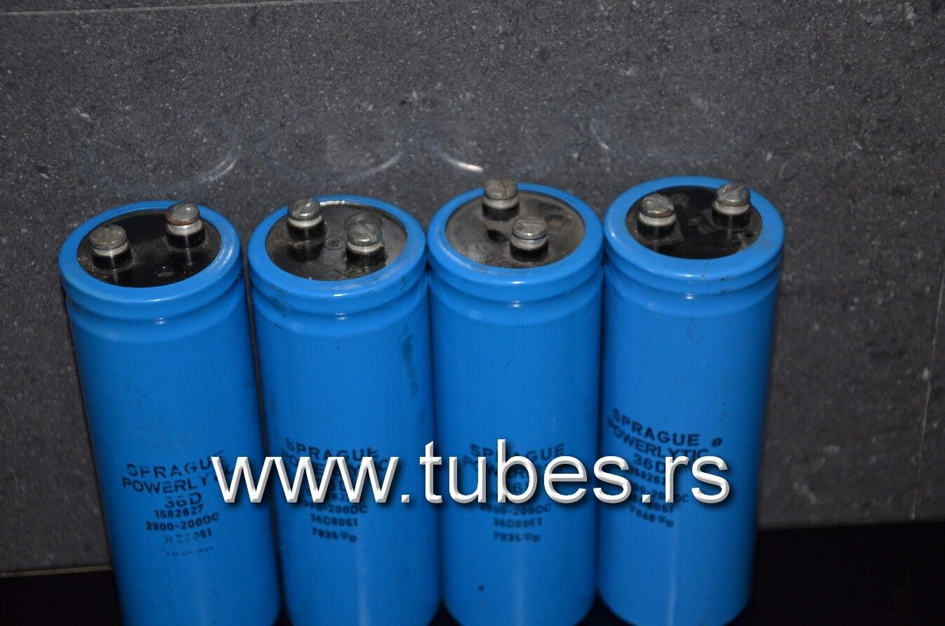 Two vintage electrolytic capacitors 2900uF 200V Sprague Powerlytic (screw term.)