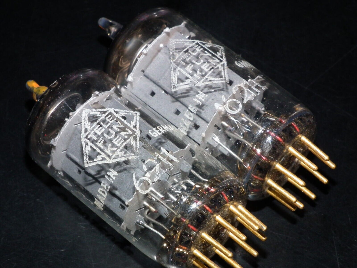 Platinum Matched Pair 6211 Telefunken ~ECC82 Tested NOS DB Gold Pins ULM codes