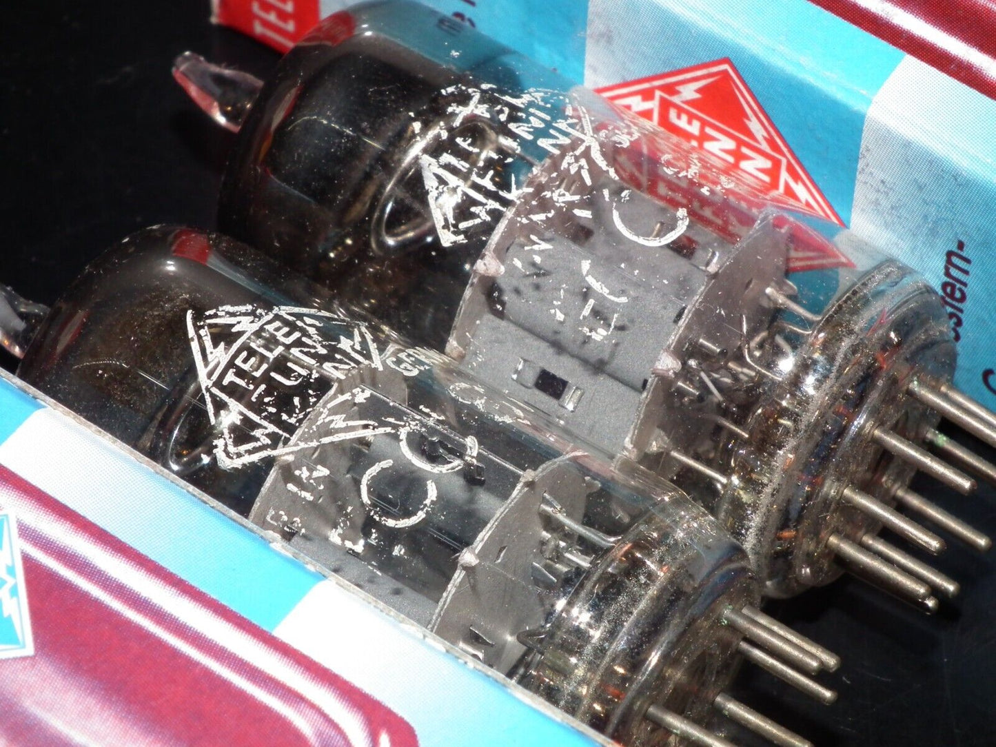 NOS Matched Pair ECC81 Telefunken 12AT7 Diamond Bottom Same Codes West Germany