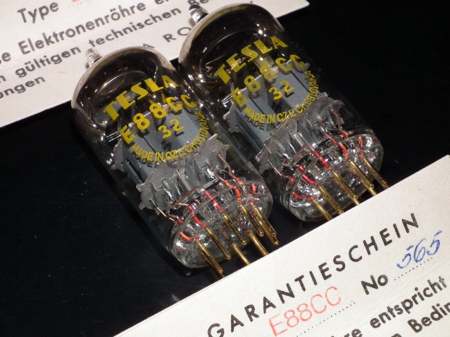 E88CC Tesla 6922 Czechoslovakia NOS NIB Platinum matched pair Gold Pins