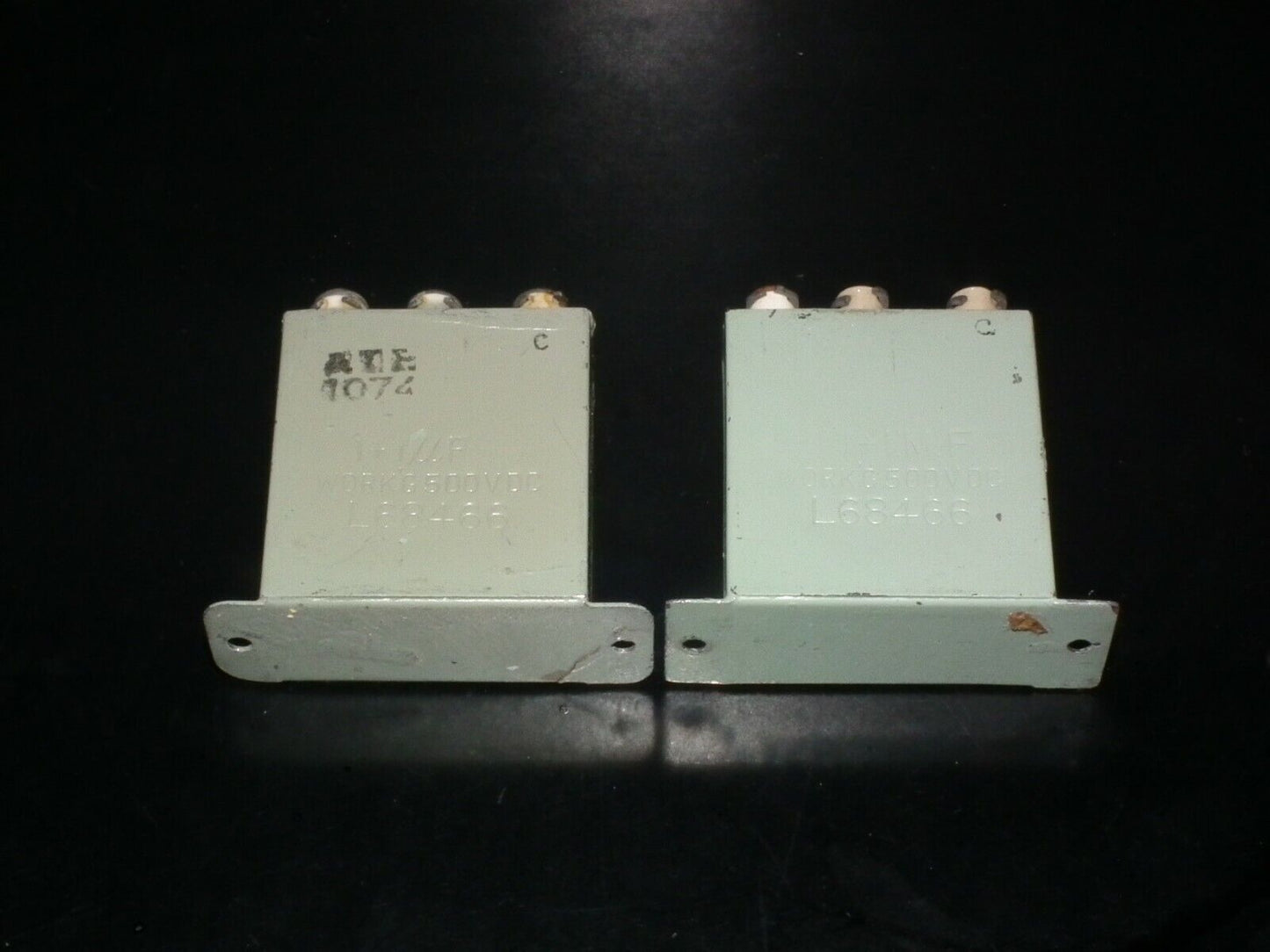 Two vintage RARE PIO capacitors 1+1 uF / 500V DC tube audio