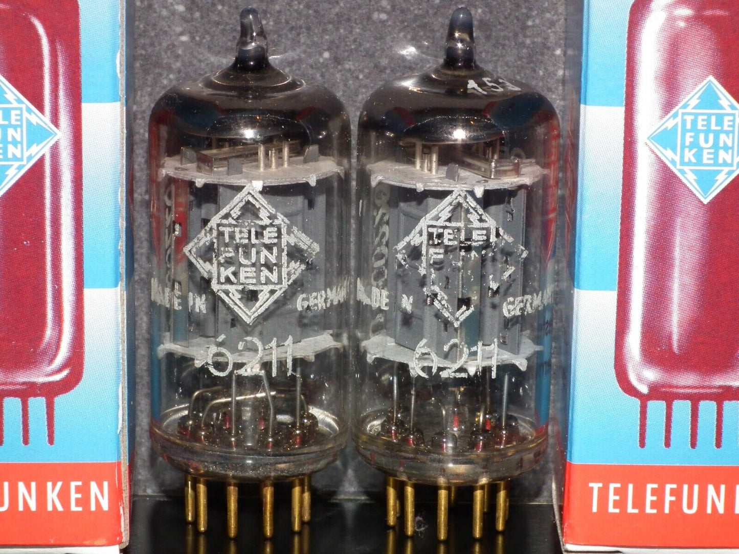 Platinum Matched Pair 6211 Telefunken ~ECC82 Tested NOS DB Gold Pins ULM ECC802S