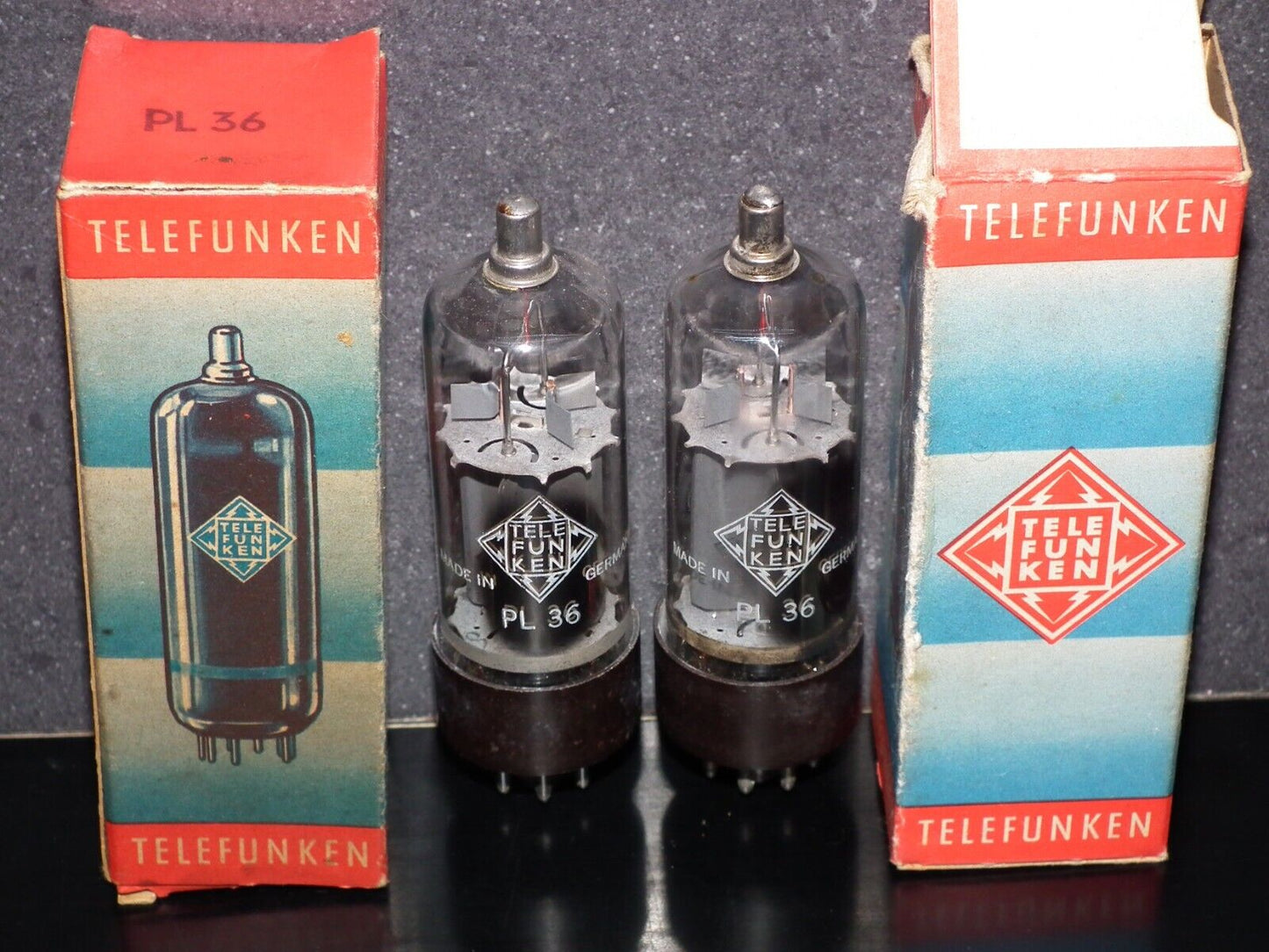 Two (2 pcs) PL36 Telefunken NOS NIB RARE Early Version Brown Base