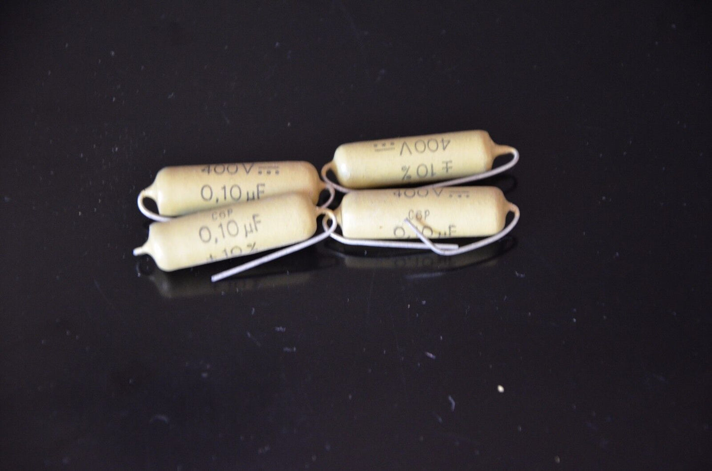 Two vintage Mullard Mustard Capacitors 0.1mfd / 400V (100nF) Marshall,Fender ...