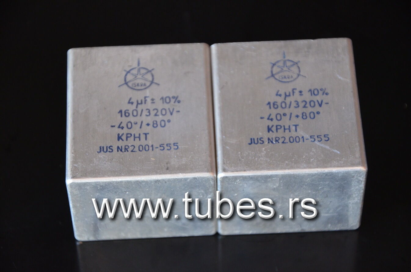 Two vintage PIO capacitors 4uF 160/320V Iskra Yugoslavia for tube audio preamp