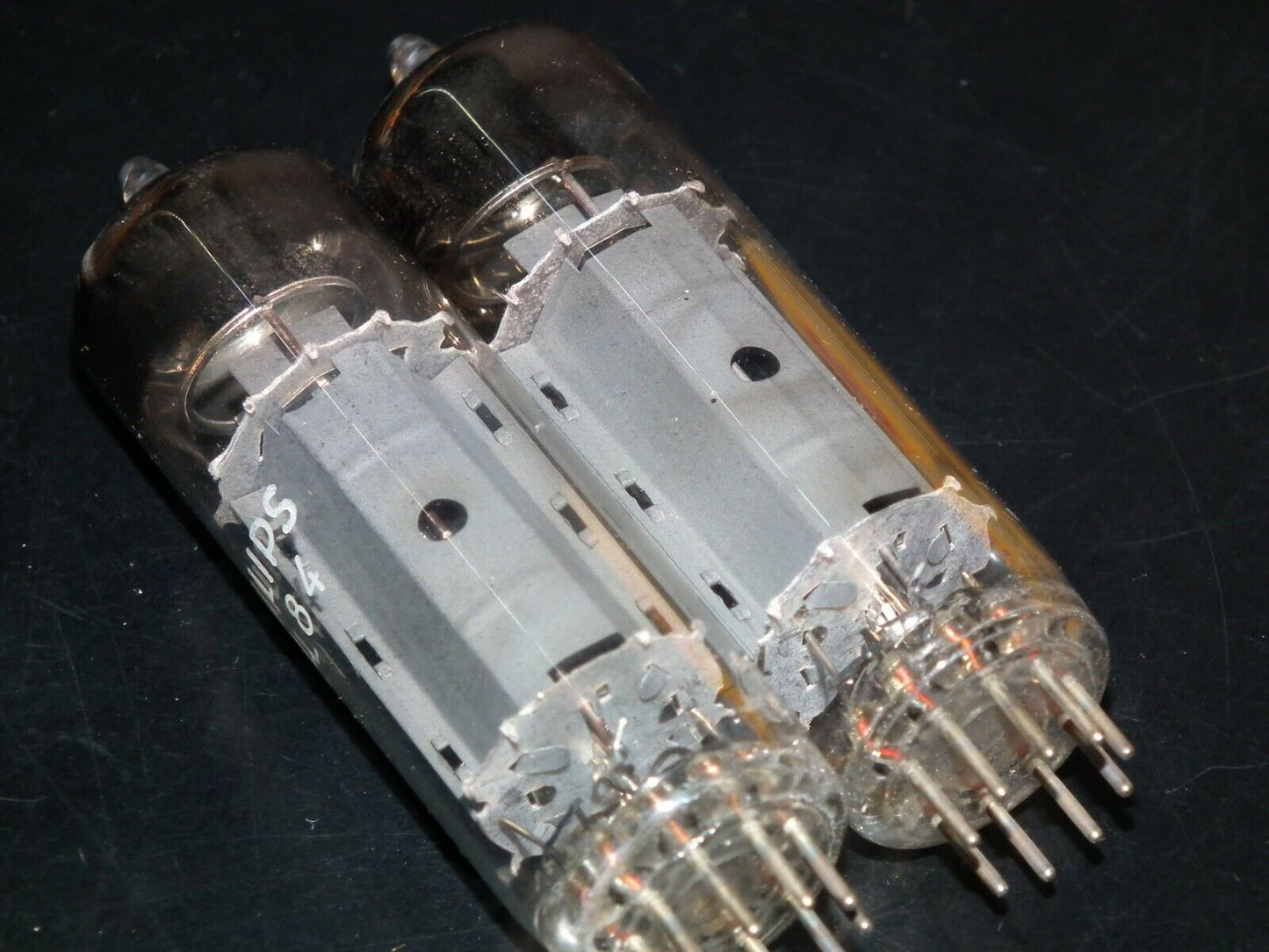 EL84 6BQ5 Mullard - NOS NIB platinum matched pair Blackburn 1971 branded Philips