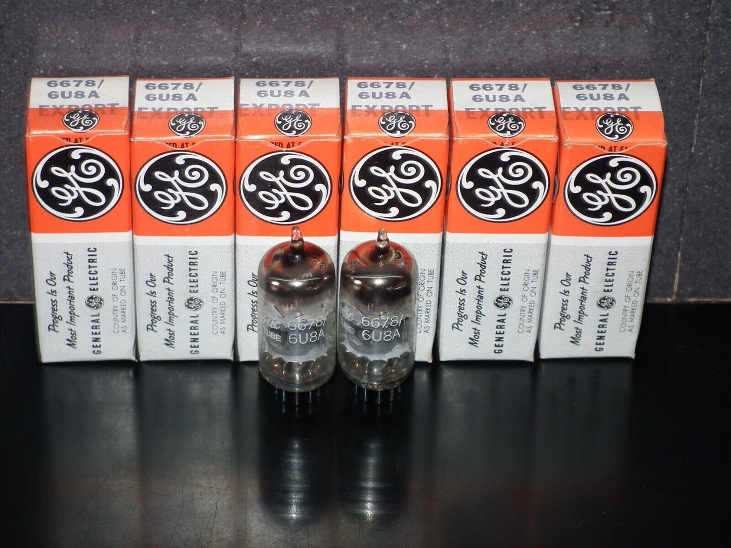 Platinum matched pair 6678 General Electric 6U8A NOS NIB 6GH8A ECF82 6EA8