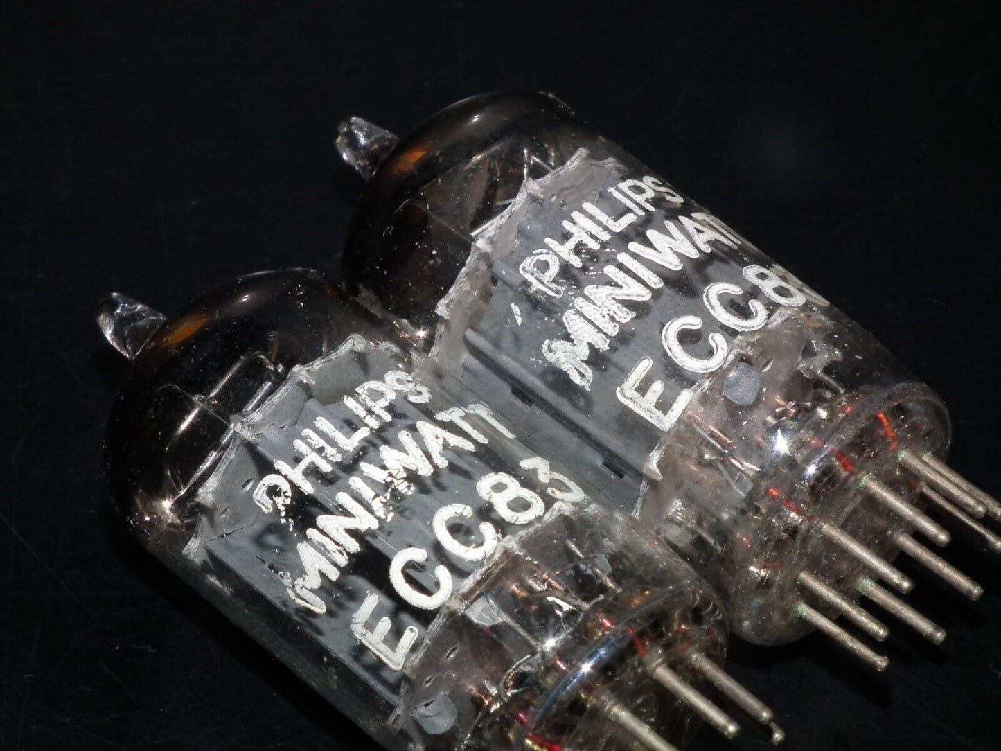 Matched Pair ECC83 Philips 12AX7 1957 mC5 Delta7L D-Foil Getter 19mm Anodes NOS