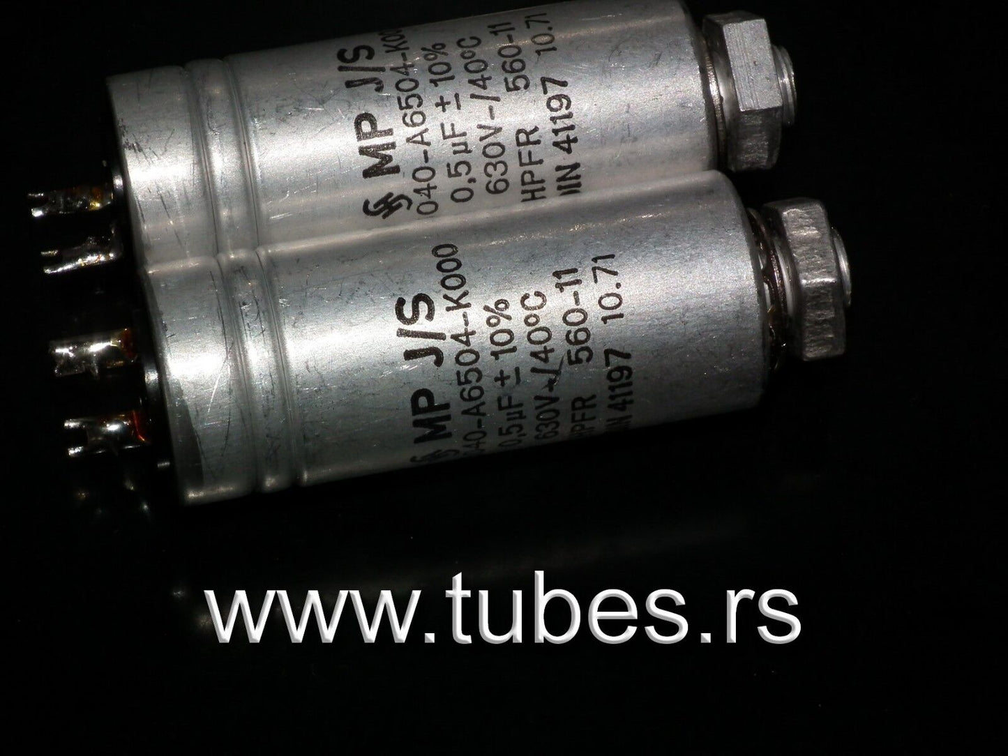 Two vintage Siemens PIO capacitors 0.5 uF / 630V Klangfilm tube audio