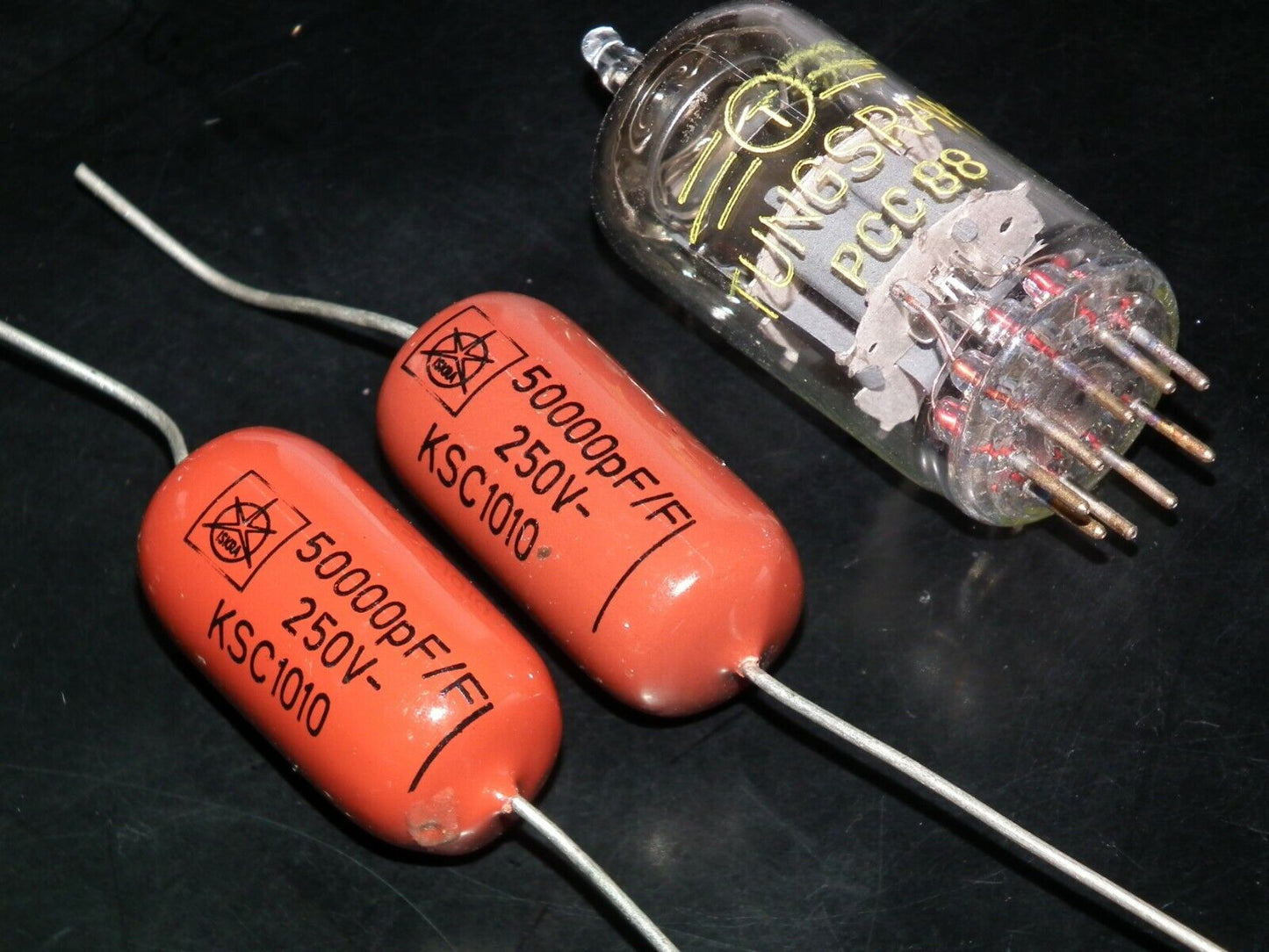 Two polystiren capacitors 50000pF 0.05uF 250V ISKRA SIEMENS 1974 HI End Tube Amp