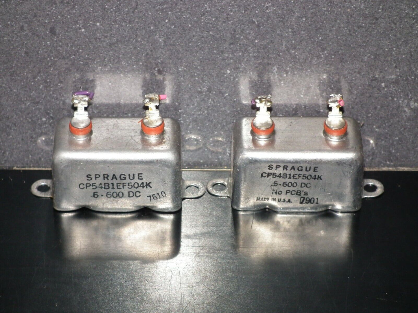 Two (2 pcs) RARE PIO Capacitors 0.5mfd 600V 0.5u Sprague USA
