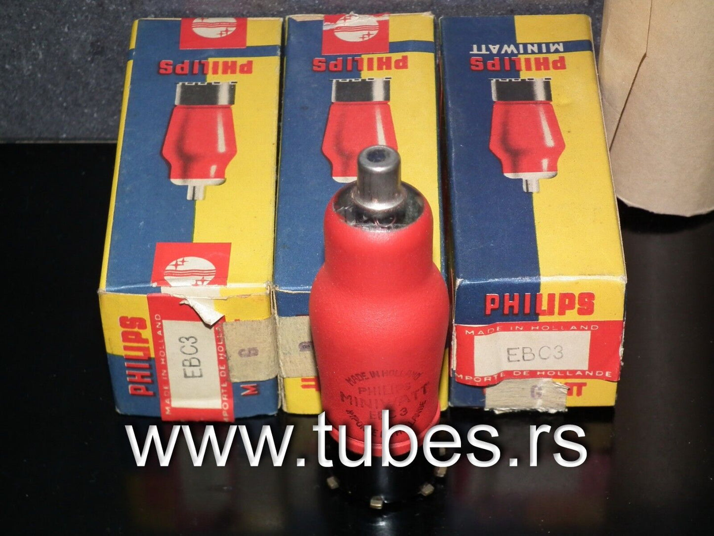 Philips EBC3 radio receiver tube Made in Holland NOS NIB
