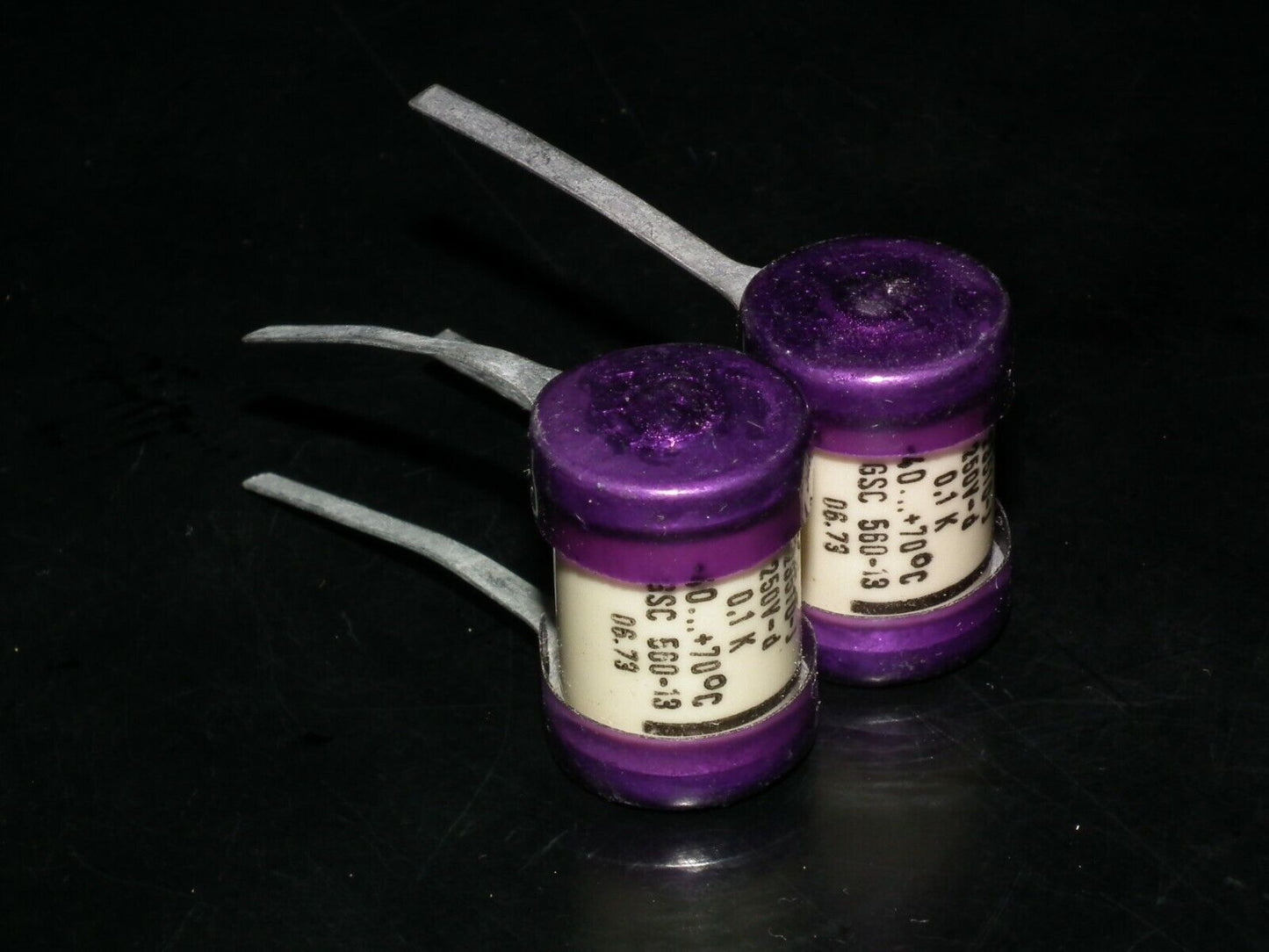 Two vintage Sikatrop Capacitors 0.1mfd 250V Siemens Klangfilm Hi End 100nF 250V