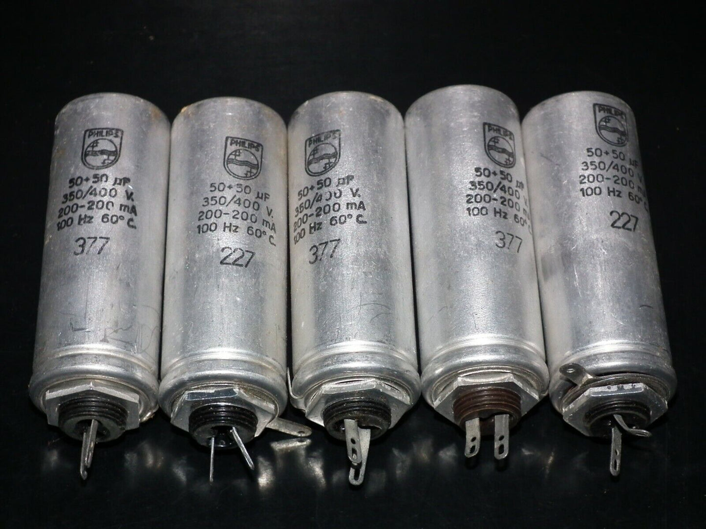 NOS vintage Philips electrolytic can capacitor 50 + 50 mfd 400V made back in 60s