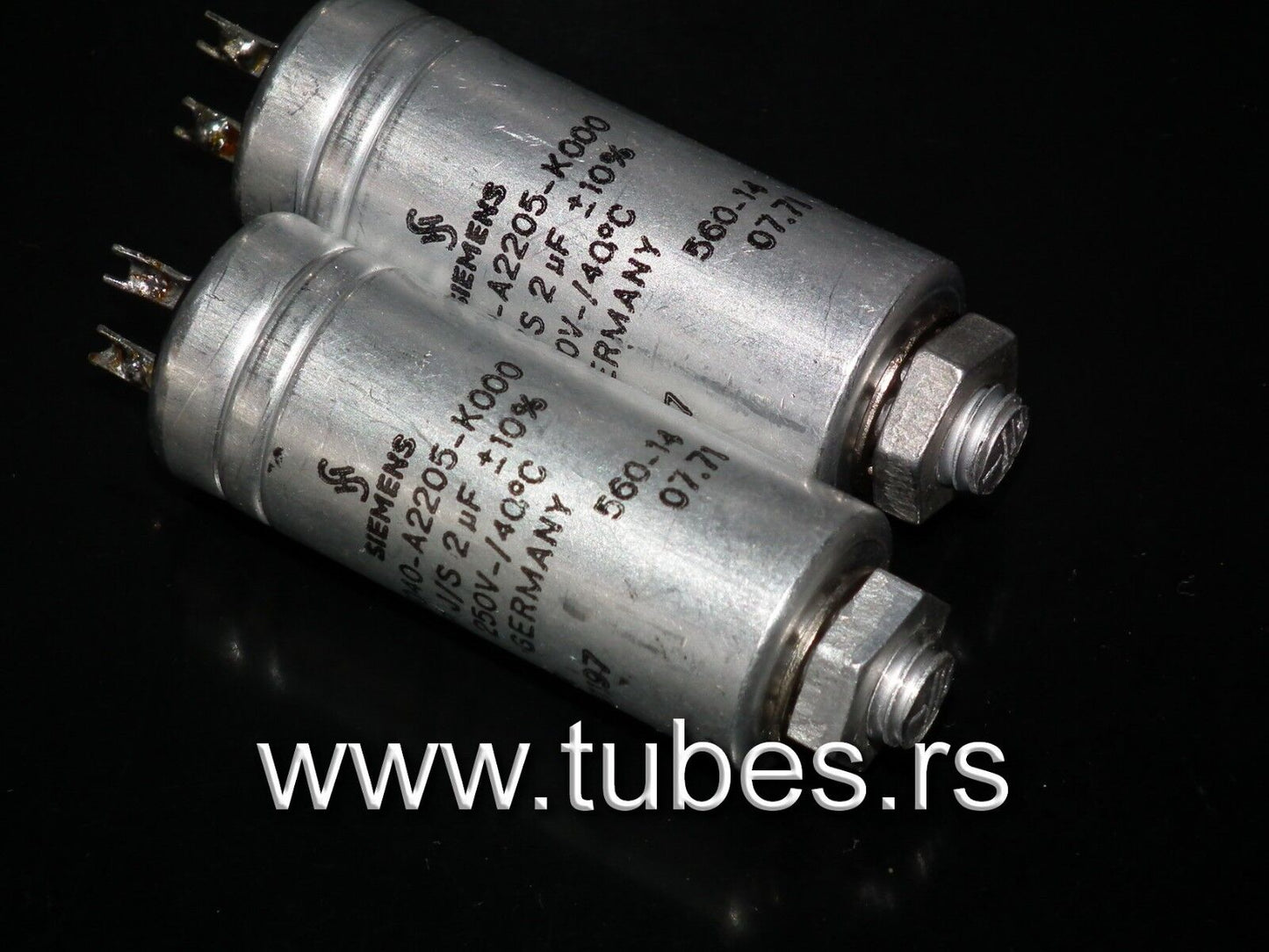 Two vintage Siemens PIO capacitors 2.0 uF / 250V Klangfilm tube audio