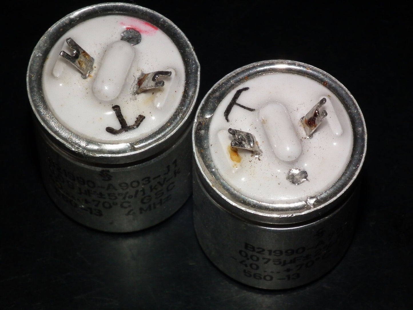 Two vintage Sikatrop Capacitors 0.09mfd 1KV Siemens Klangfilm Hi End 90nF 1000V