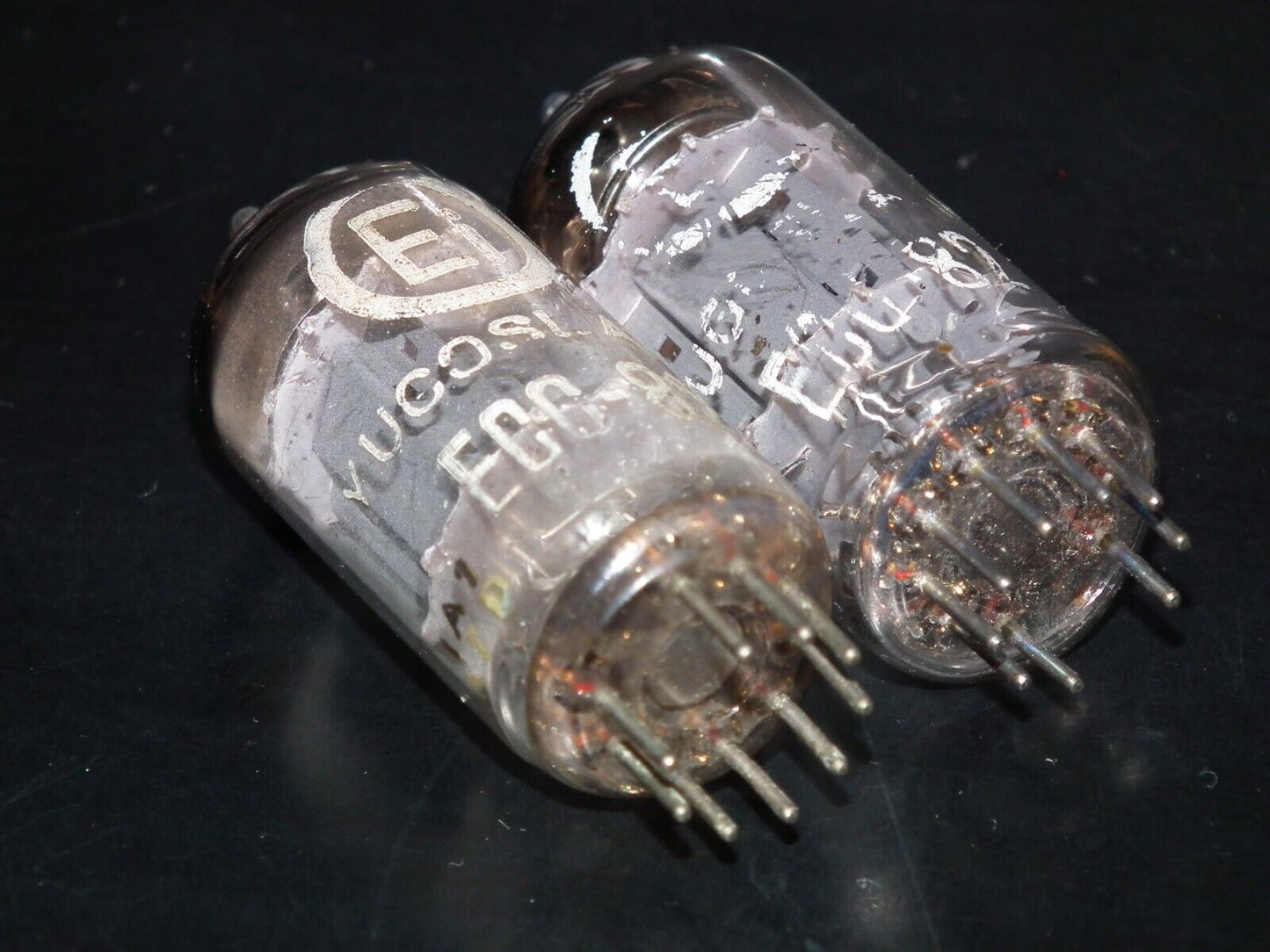 Matched Pair ECC82 12AU7 EI Yugoslavia Telefunken Long Smooth Plates 17mm Used