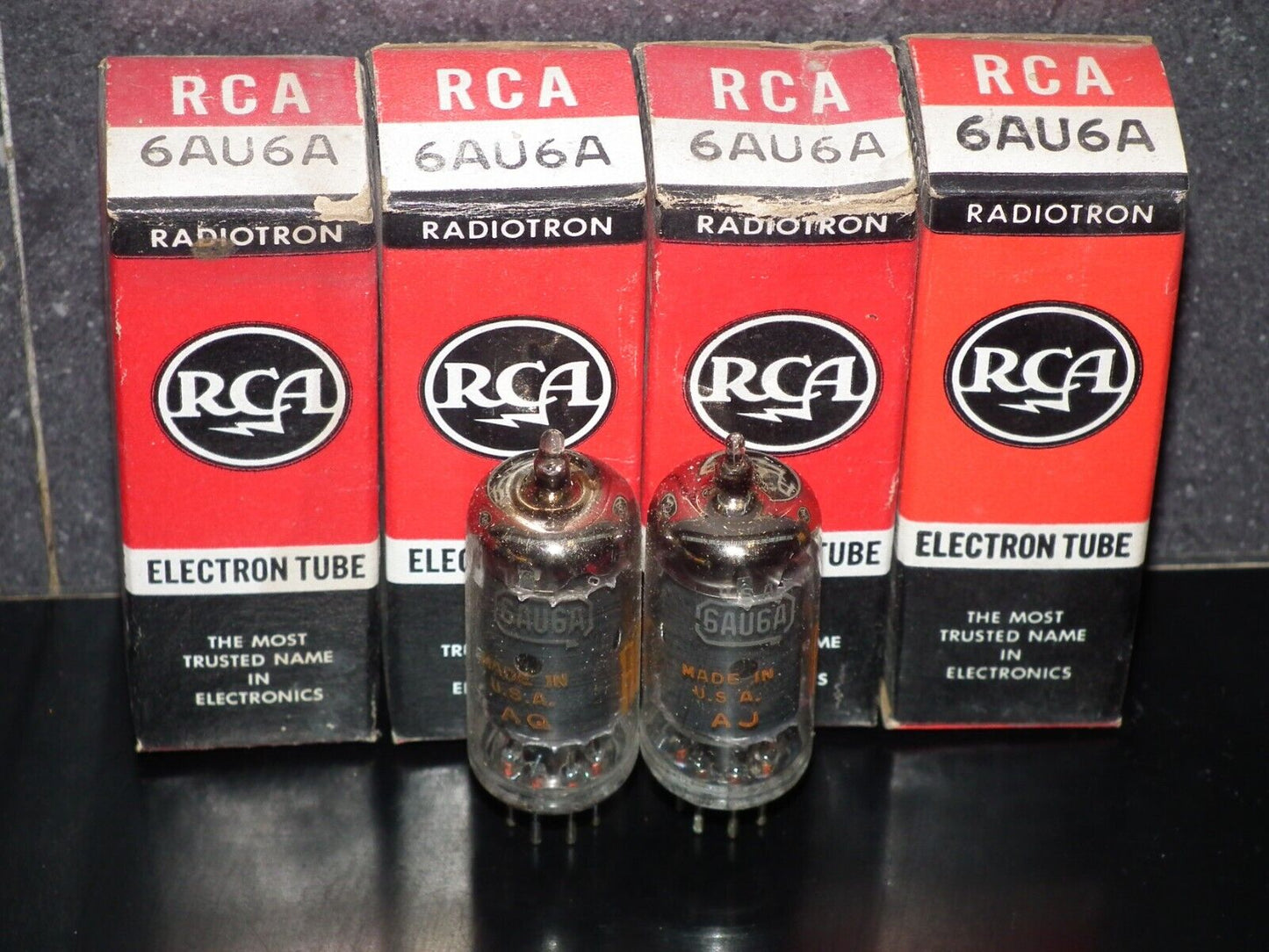 One (1 pcs) 6AU6A RCA EF94 Microphone pentode RARE Old Type - Low Noise Tested
