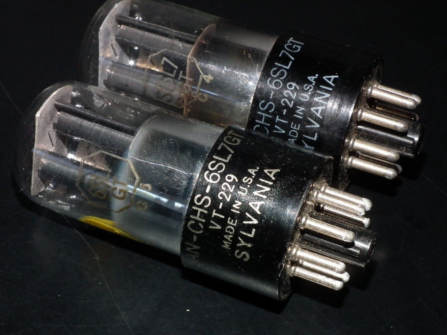 6SL7GT Sylvania VT-229 JAN Matched Pair Black coated, close dates 40s