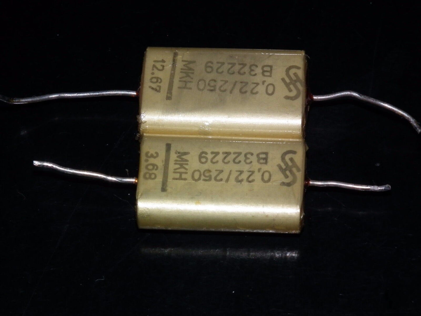 Two vintage Foil Capacitors 0.22mfd 250V Siemens Klangfilm Hi End 220nF 250V