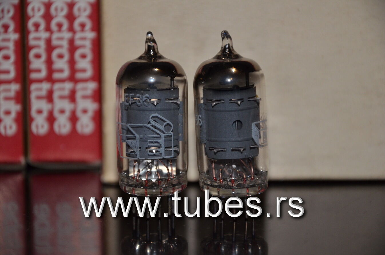 Platinum matched pair EF86 6267 TESLA RARE SQUARE GETTER Rebranded CEI Low Noise