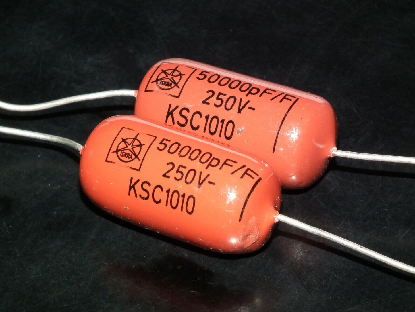 Two polystiren capacitors 50000pF 0.05uF 250V ISKRA SIEMENS 1974 HI End Tube Amp