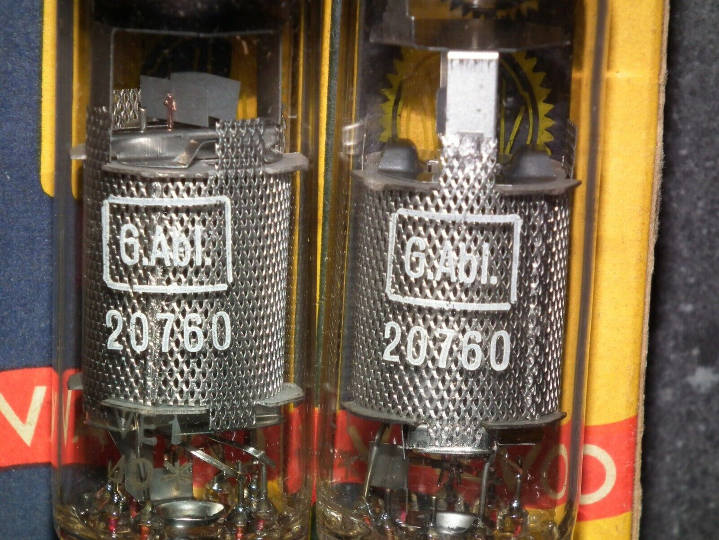 E83F Valvo Matched Pair NOS NIB Yellow Logo Philips Heerlen D Getter 1960