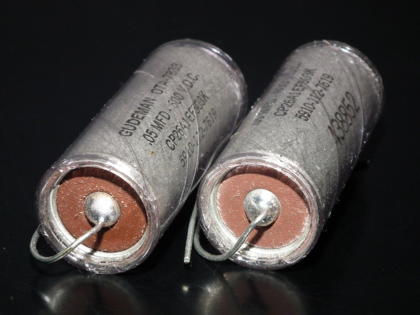 Two Vintage GUDEMAN PIO Capacitors 50nF 600V 0.05uF NOS Paper In Oil