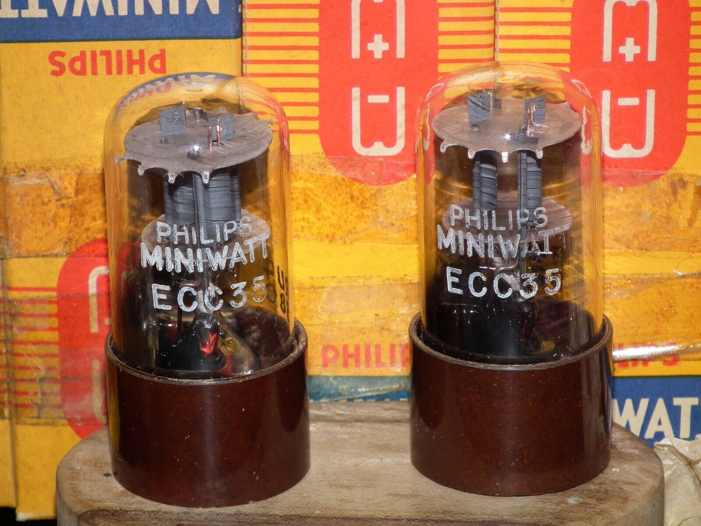 Mullard ECC35 6SL7GT NOS NIB Matched Pair Brown Base D Getter Blackburn 1958