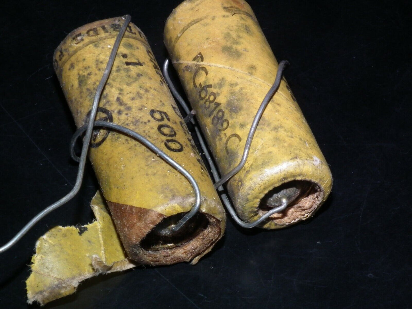 Two vintage Aerovox capacitors 0.1uF 500V NOS Guitar Amp MICAMOLD WAX PAPER