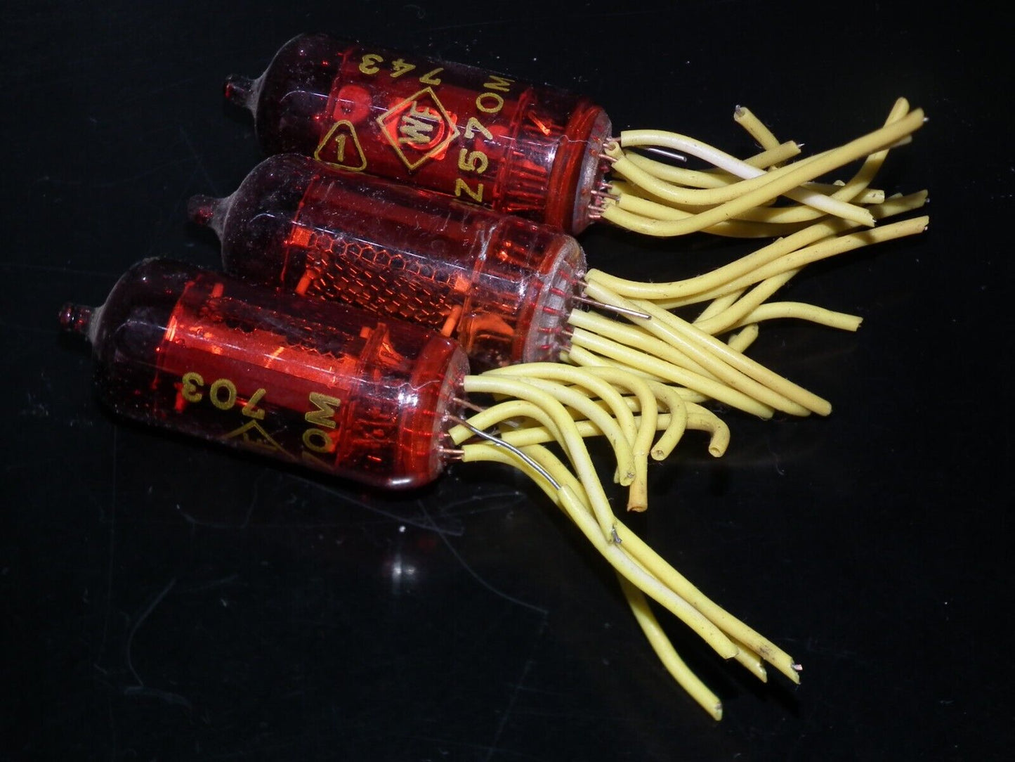 LOT OF 3 Z570M RFT Red Nixie tubes. AS IS!