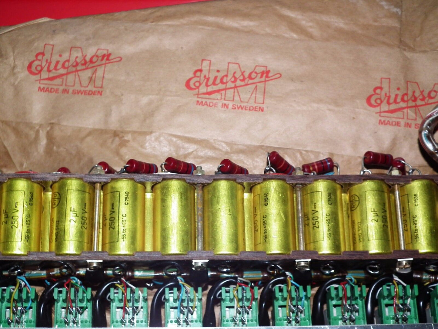 Four vintage MP capacitors 1 uF / 250V Rifa Sweden (PIO Paper in oil capacitor)