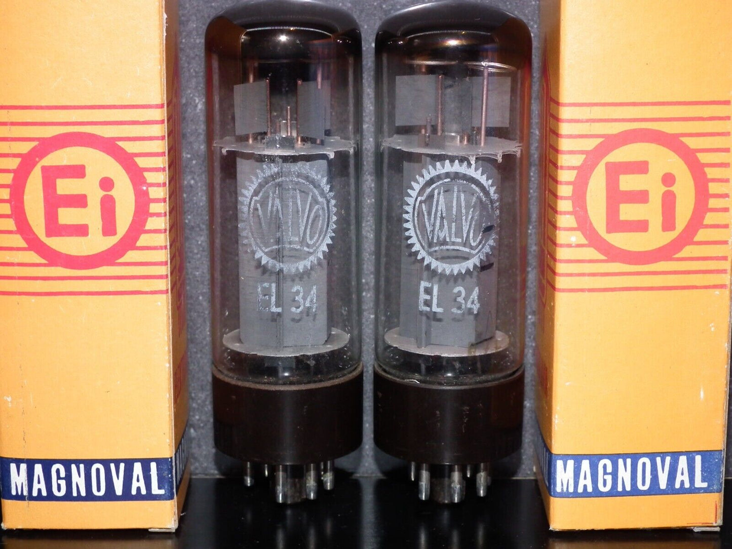 EL34 6CA7 Mullard Xf2 OO Getter Welded Anodes Platinum Matched Pair 80/100%