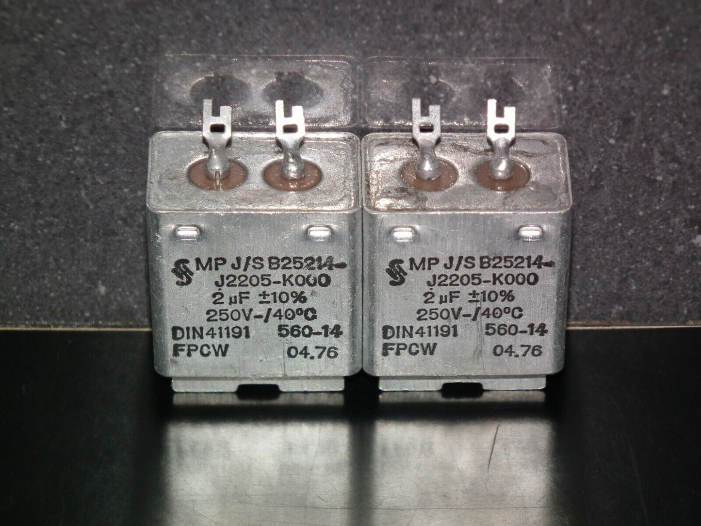 Two NOS vintage Siemens PIO capacitors 2 uF / 250V Klangfilm tube audio 2mfd