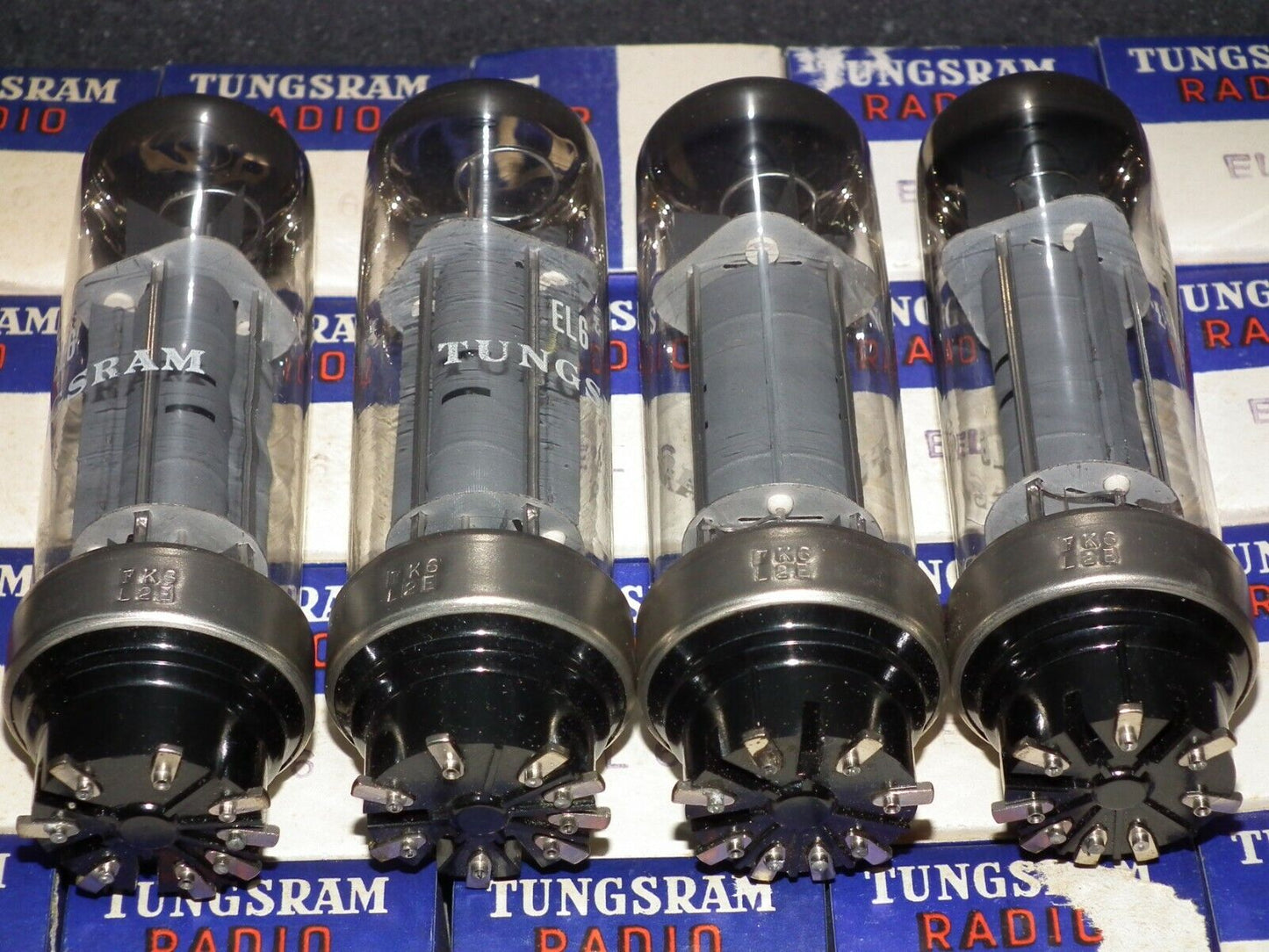 Platinum matched quad EL6 4699 Mazda Philips rebranded Tungsram, RARE Metal Base