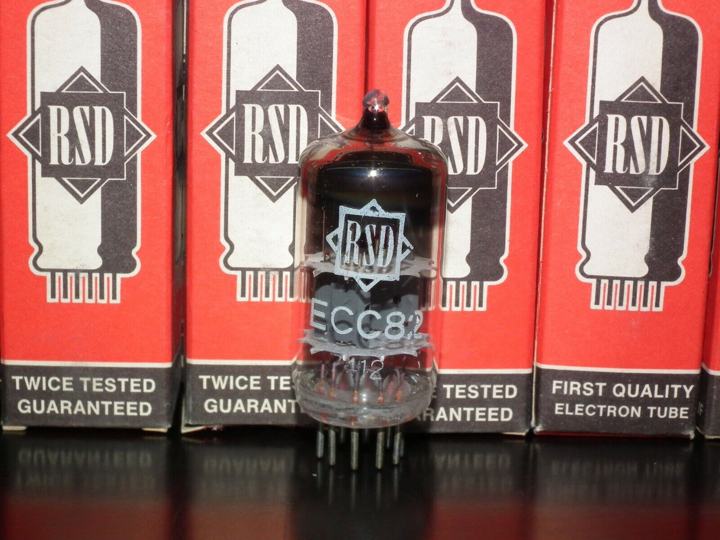 ECC82 12AU7 RFT rebranded RSD, NOS NIB balanced sections, made in 1974